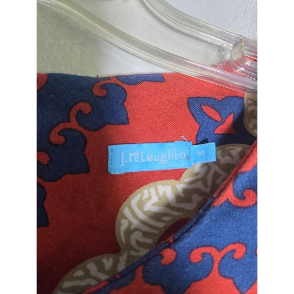 J.Mclauglin "Devon" Dark Red Blue Cream Tapestry Straight Shiloutte Dress Medium - Picture 4 of 8